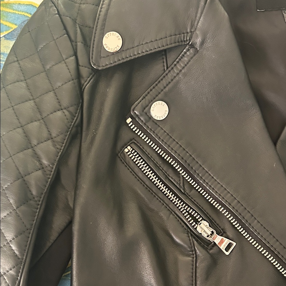 Express Faux Leather Quilted Moto Jacket - Picture 5 of 9